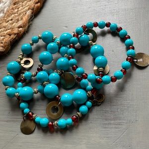 Set of 4 Turquoise Colored Beaded Bracelets
